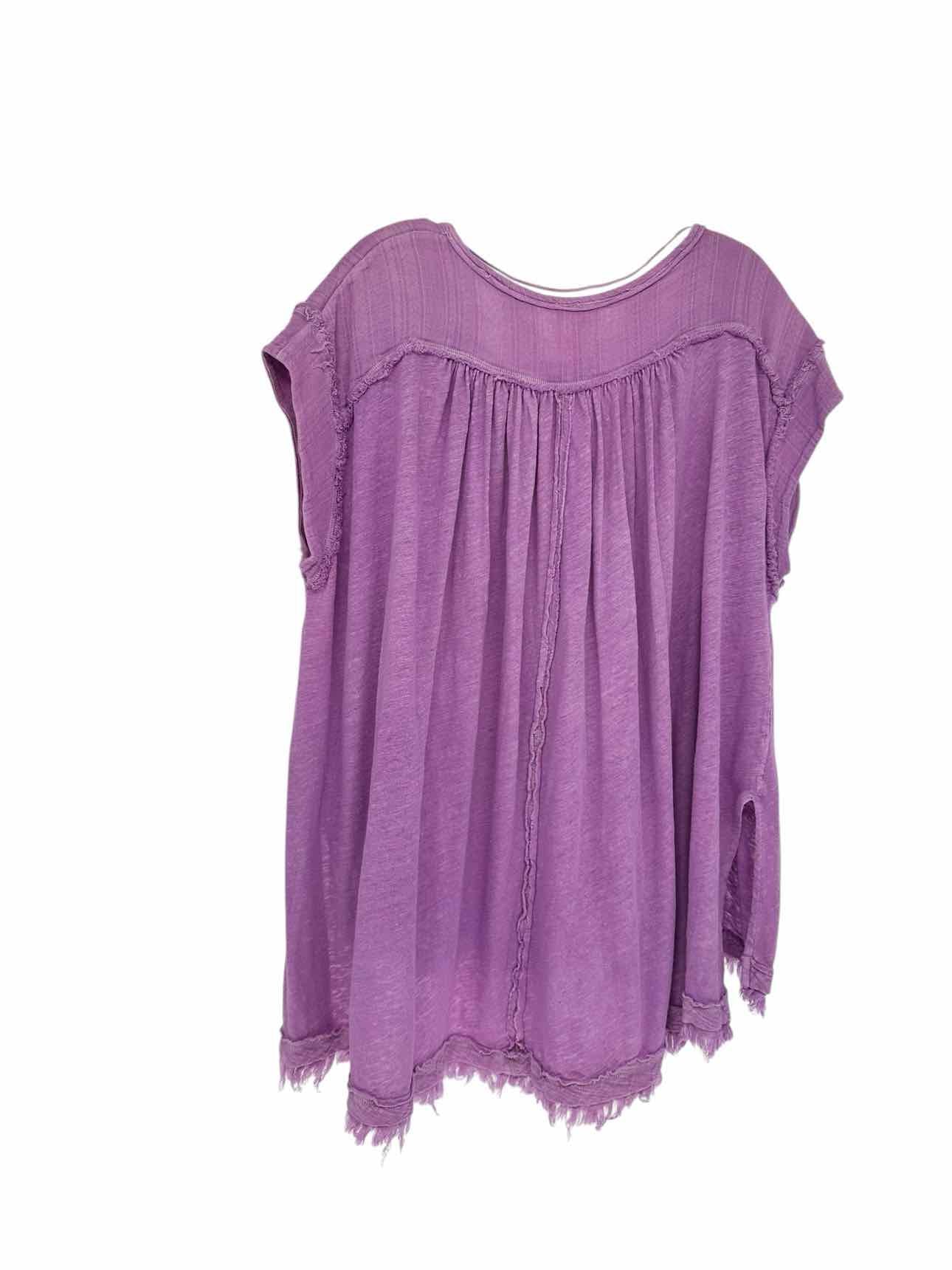 Free People Aster High Low Henley Lilac Size S Short Sleeve Top