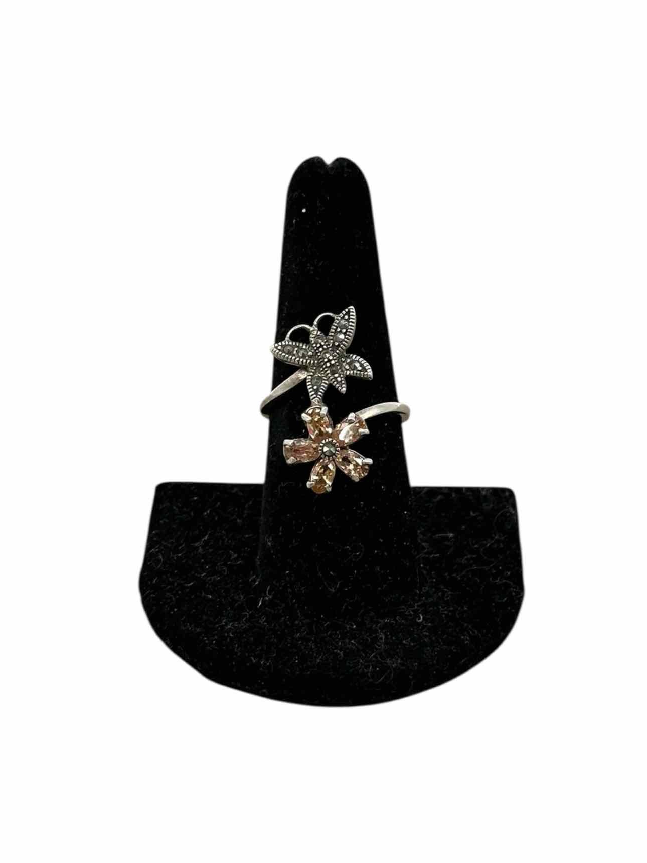 Sterling Silver Marcasite Butterfly Flower Ring