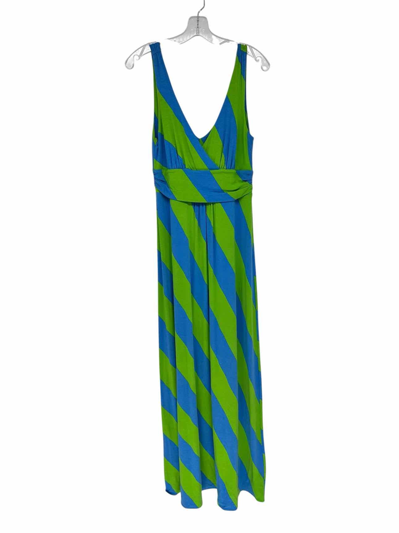 Lilly Pulitzer Sloan Maxi Dress Blue & Green Striped Size M