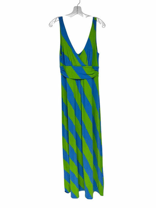 Lilly Pulitzer Sloan Maxi Dress Blue & Green Striped Size M