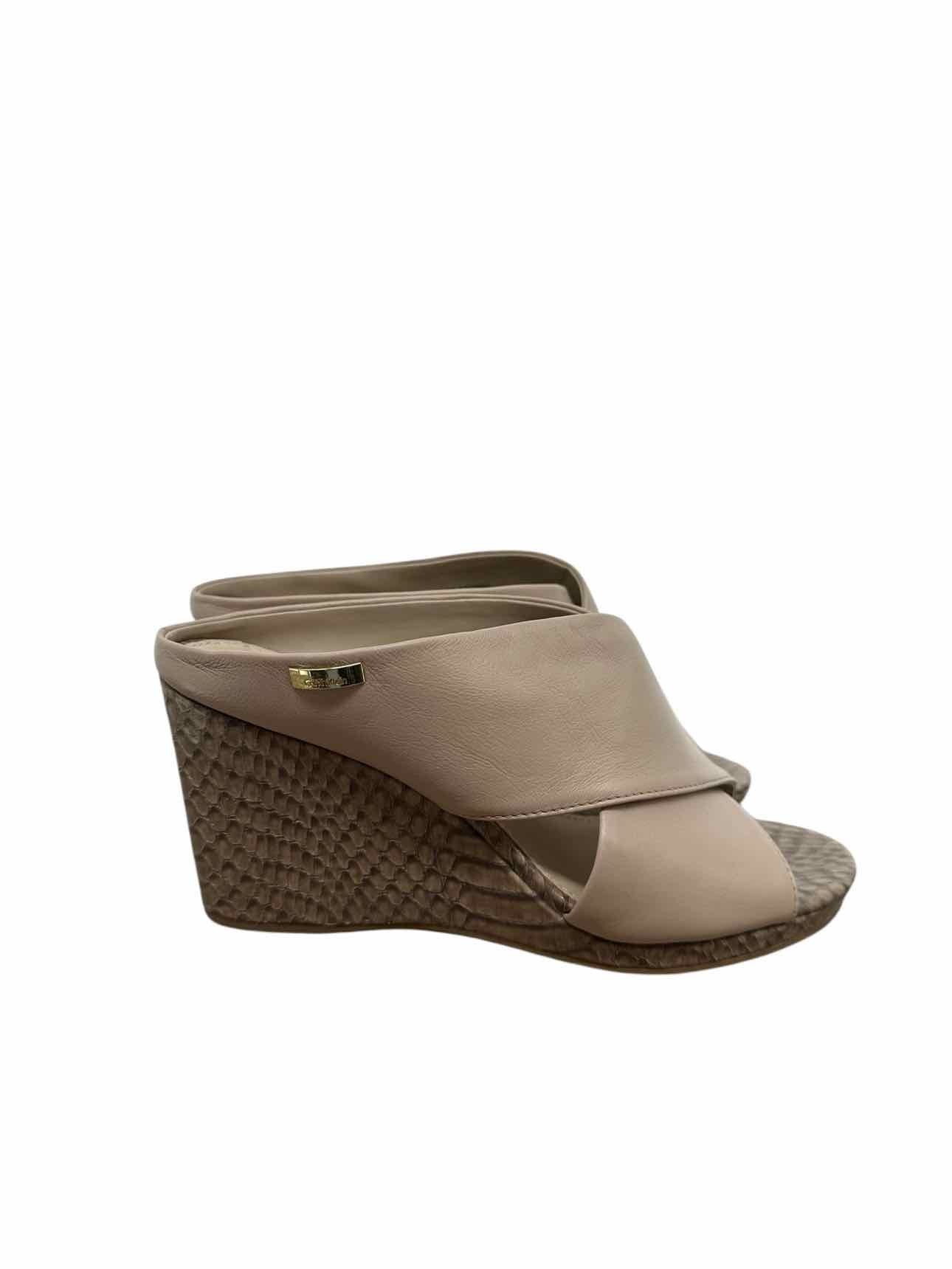 Calvin Klein Beige Wedge Sandals Shoe Size 6.5 **NEW**
