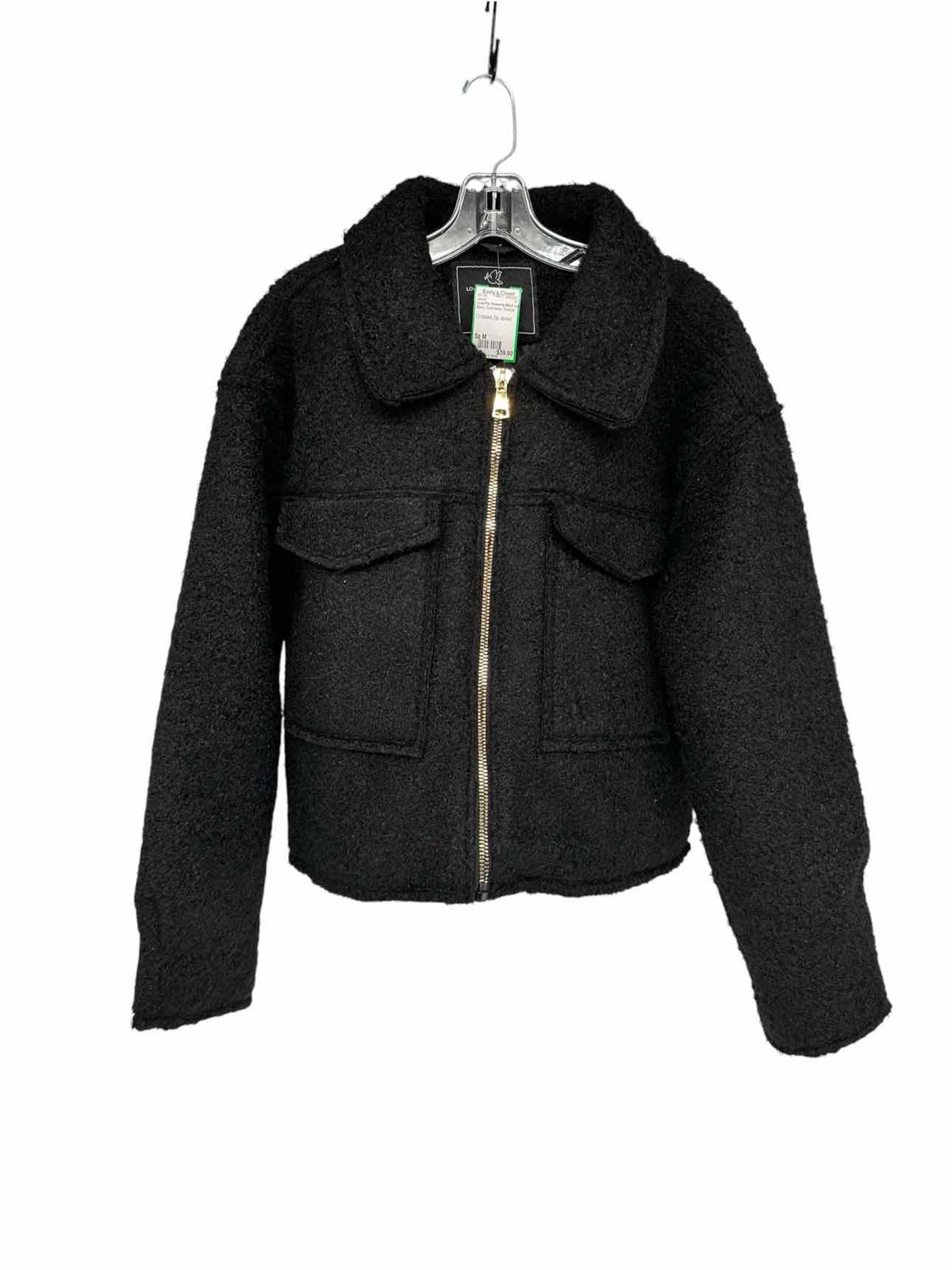 Love For Humanity Black Label Black Cropped Zip Jacket Size M
