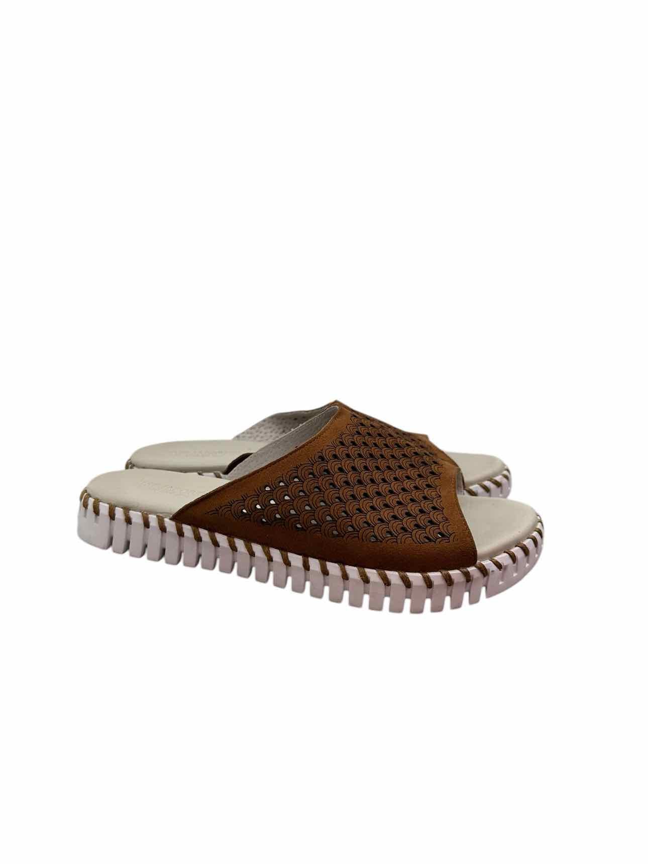 Isle Jacobsen Tulip Slide Tan Sandals Shoe Size 9.5