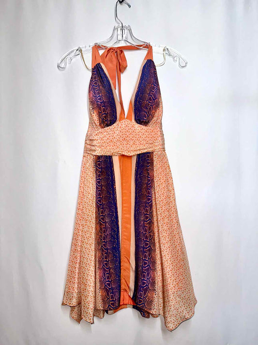 Guess Coral Snakeskin Print Halter Mini Dress