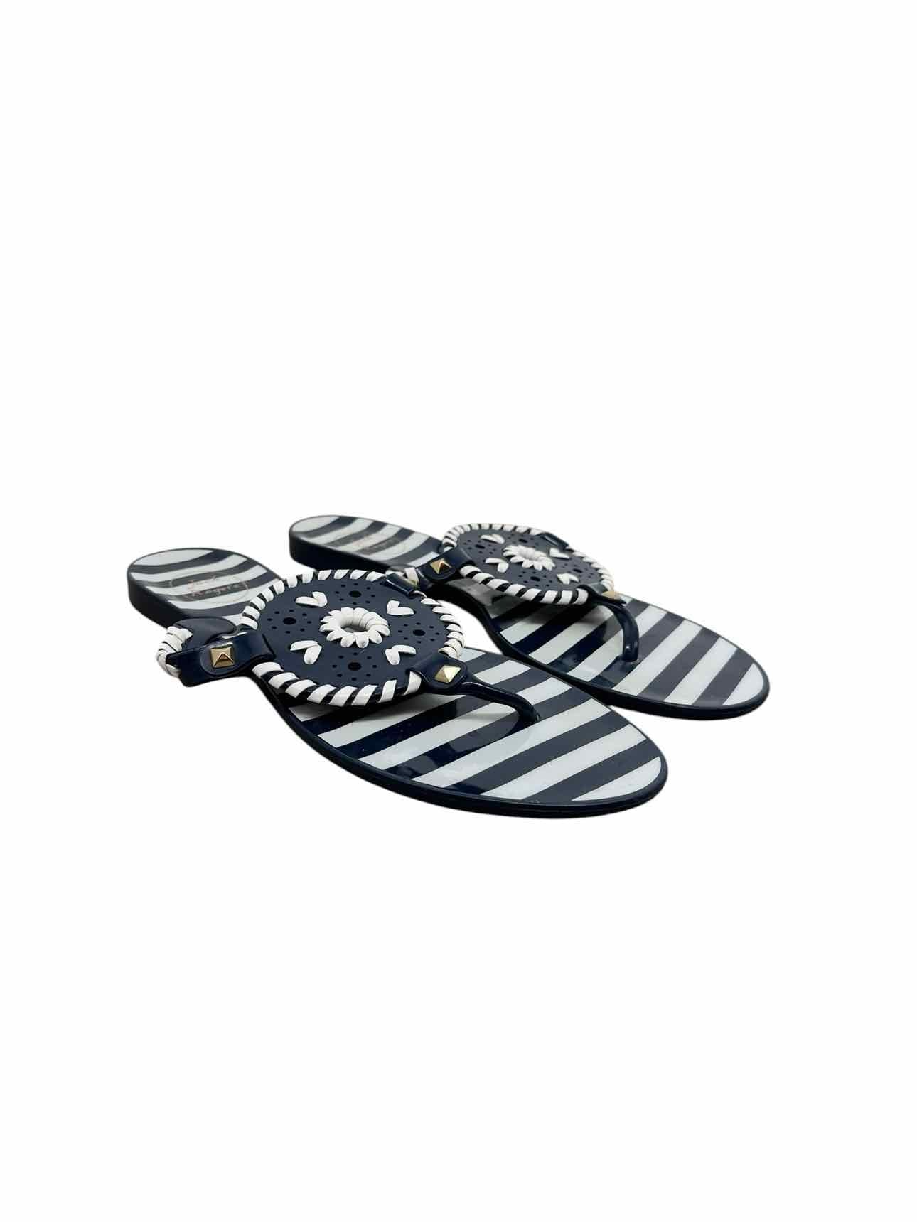 Jack Rogers Georgica Jelly Thong Sandal Navy Shoe Size 8