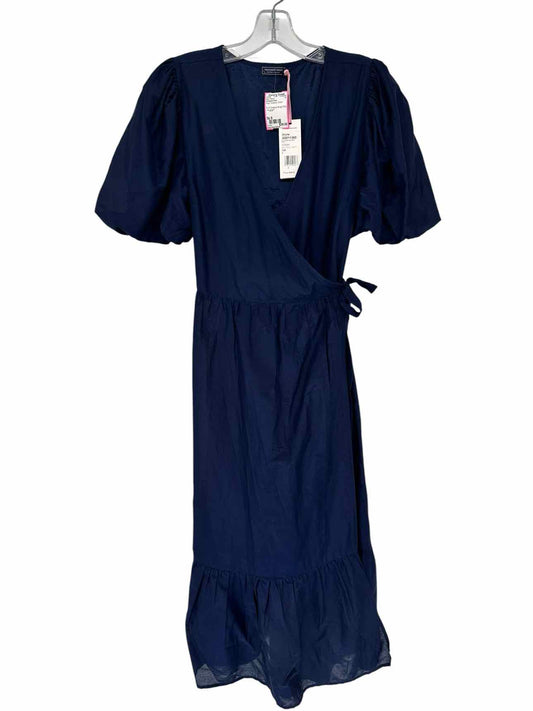 Vineyard Vines Puff Sleeve Wrap Midi Navy Size S **NEW**
