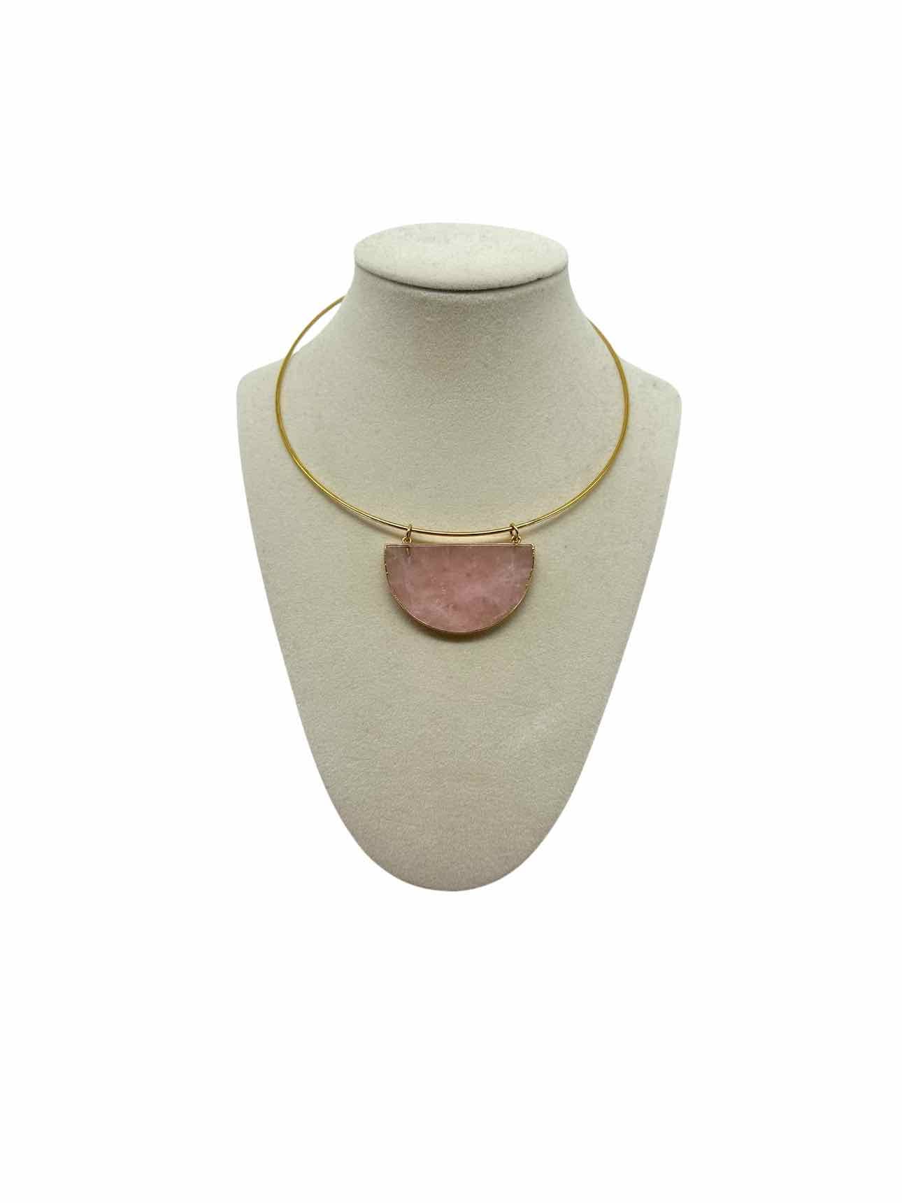 Elizabeth Stone Rose Quartz Pendant on Choker Necklace