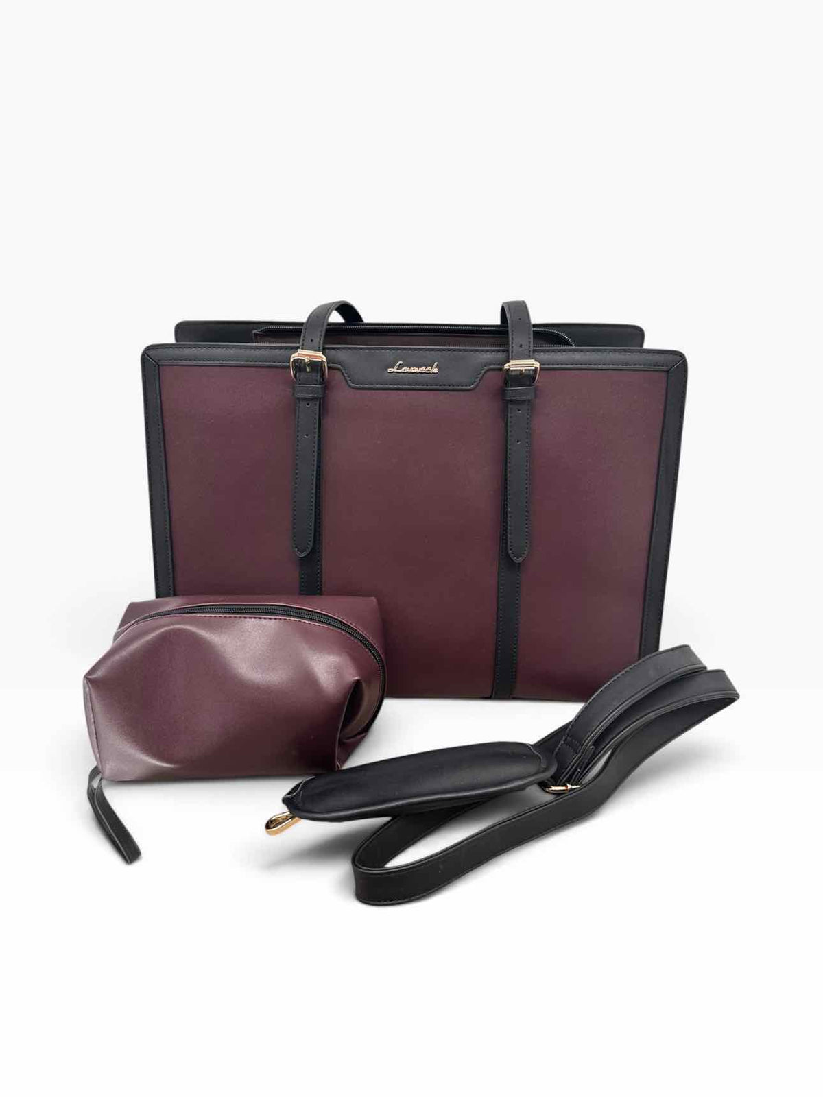 Lovevook Maroon Faux Leather Laptop Bag