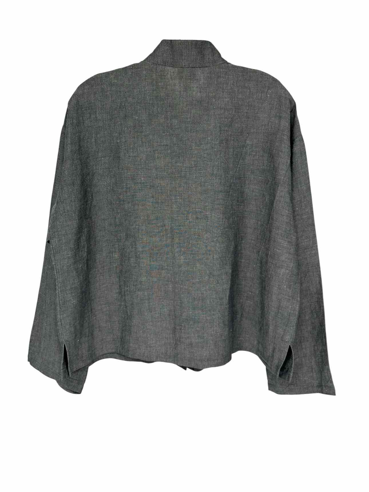 Eileen Fisher Delave Hidden Button Gray Jacket Size S