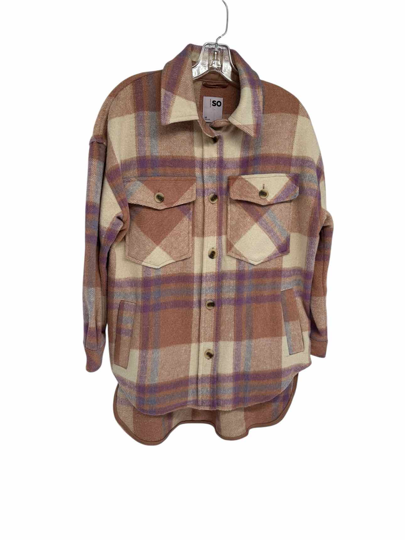 SO Beige Plaid Shacket Size XS