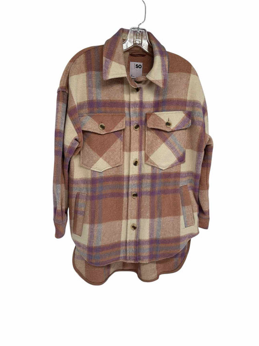 SO Beige Plaid Shacket Size XS