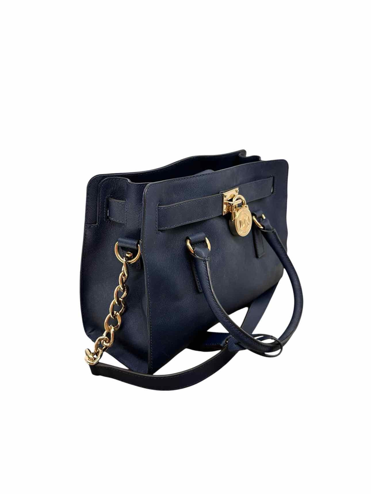 Michael Kors Hamilton Medium Satchel Navy Leather Satchel