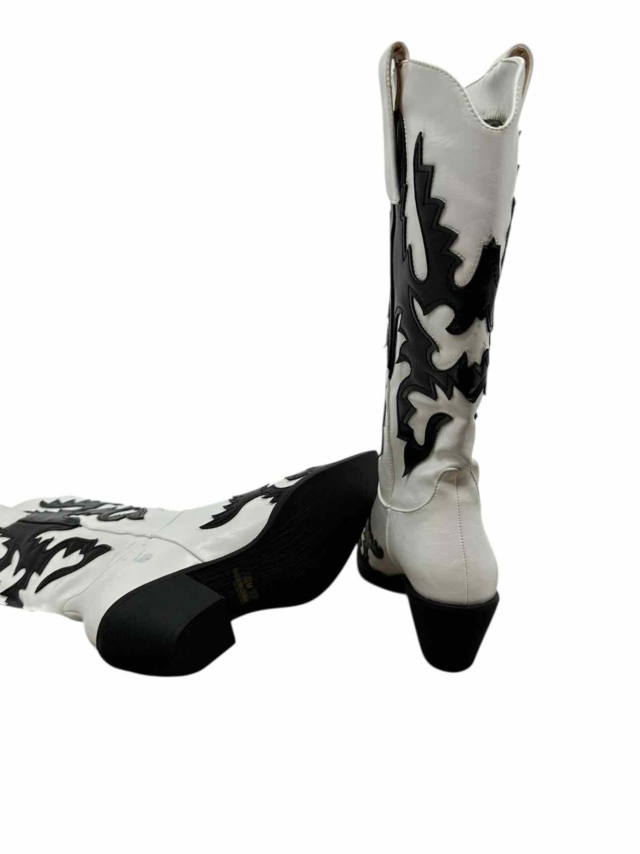 Ann Creek White/Black Cowboy Boots Shoe Size 6.5  **NEW**