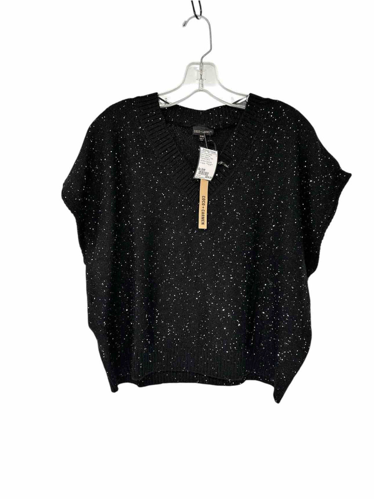 Coco +  Carmen Janece Sparkle V-Neck Sweater Size S/M **NEW**