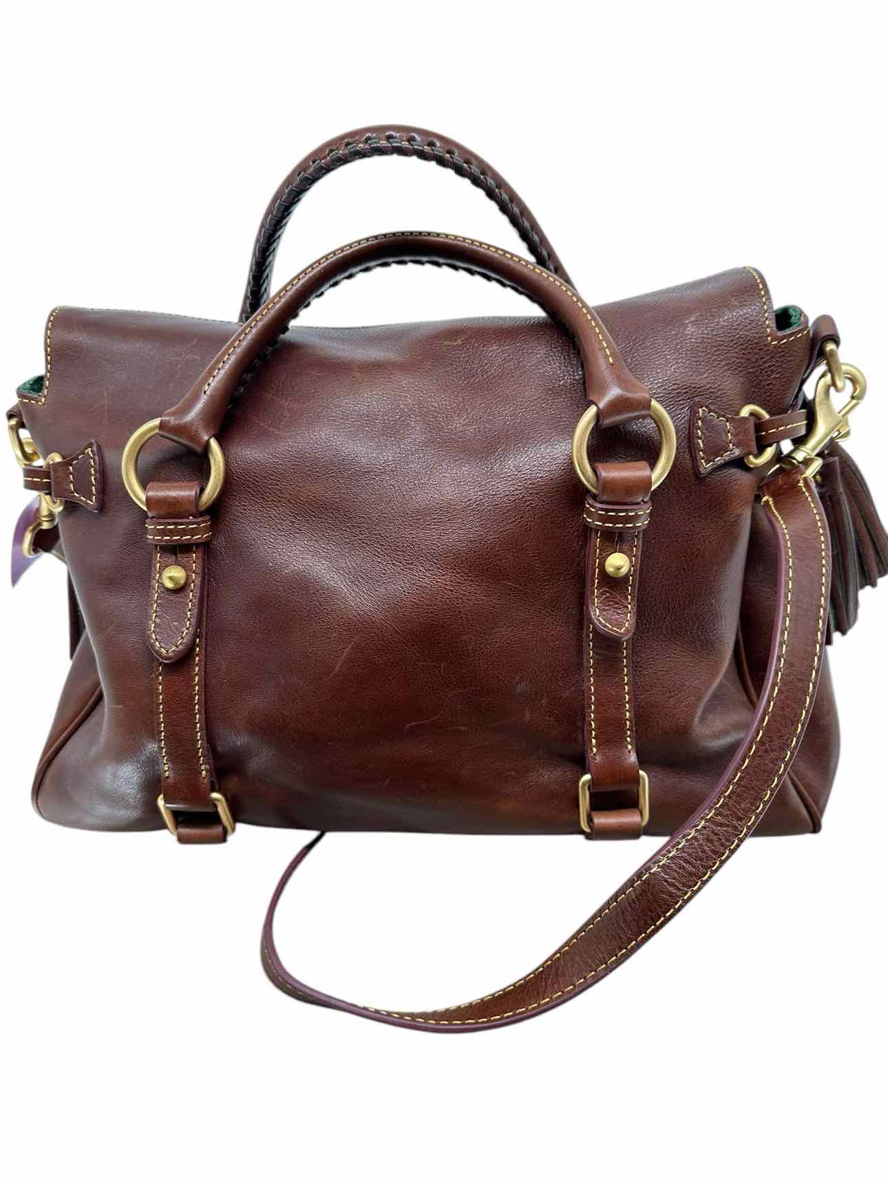 Dooney & Bourke Brown Florentine Large Tasseled Satchel - Leather