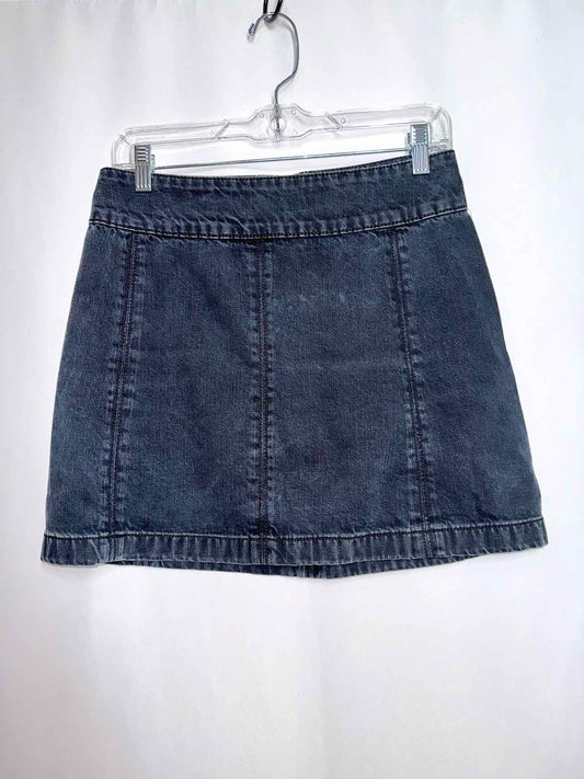 Free People Black Jean Mini Skirt