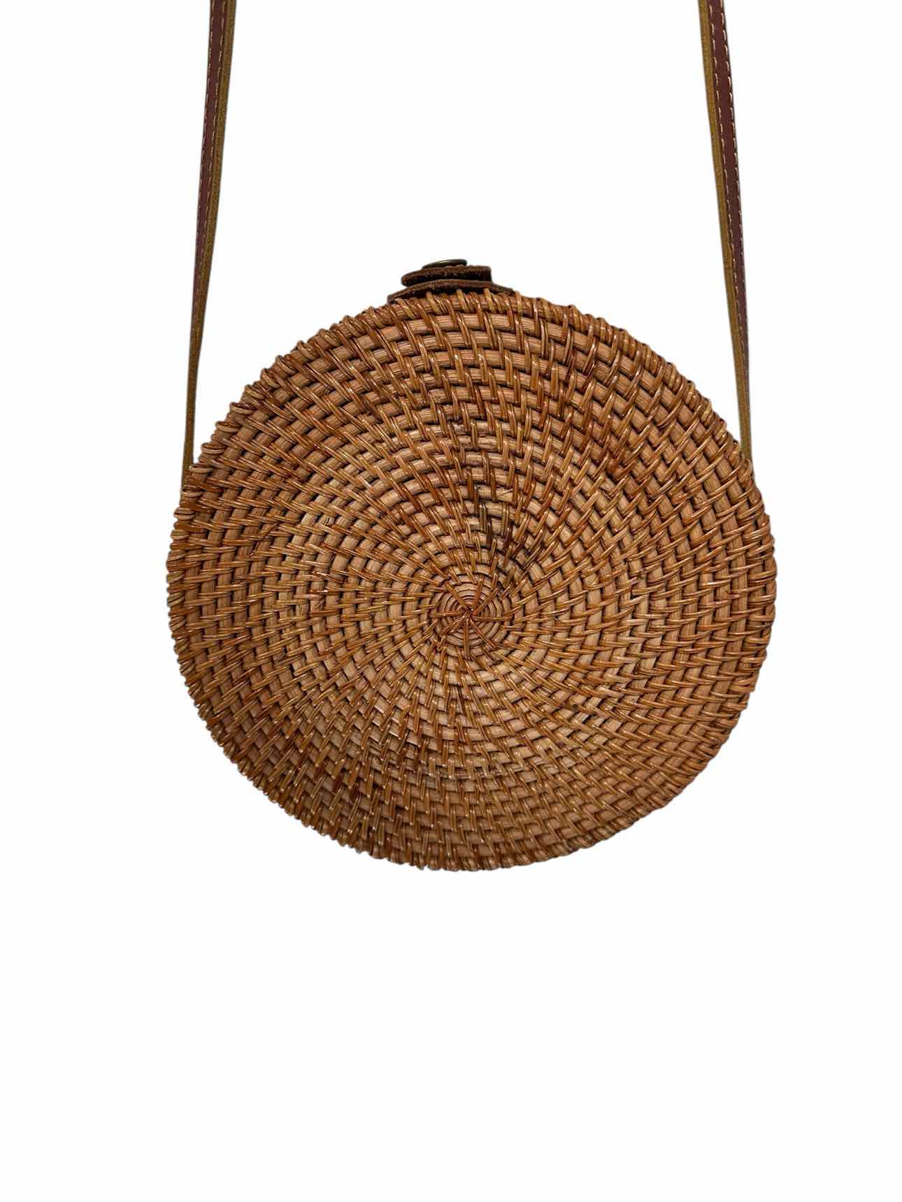 Tan Round Straw Bag