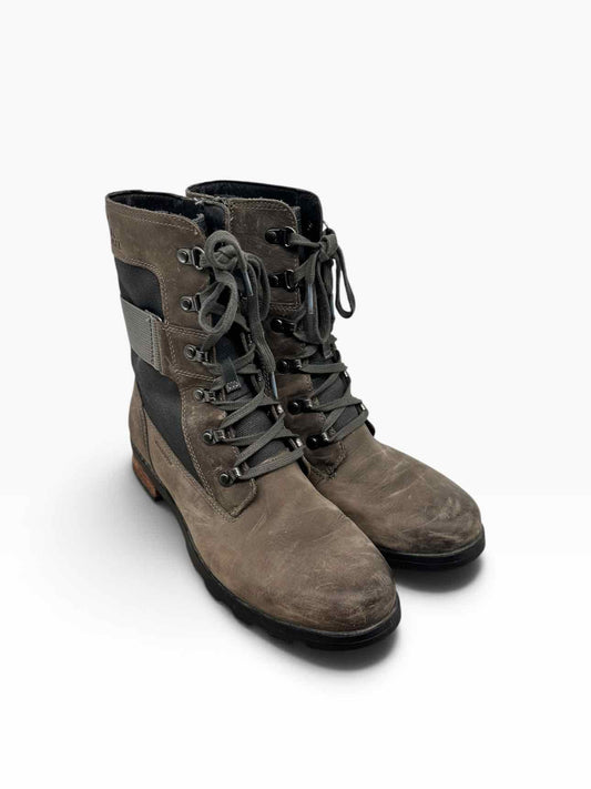 Sorel Emelie Conquest Waterproof Combat Boots Green Shoe Size 8.5