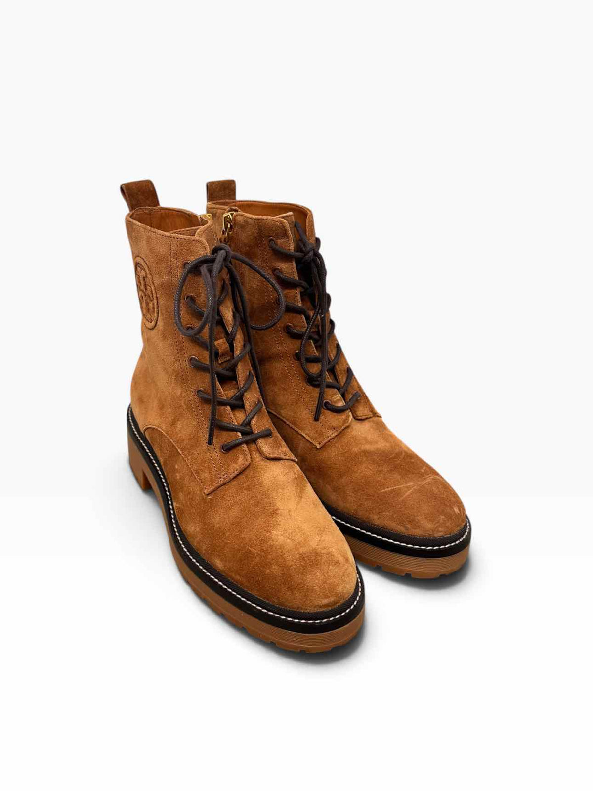 Tory Burch Miller Lug Sole Tan Boots Shoe Size 8