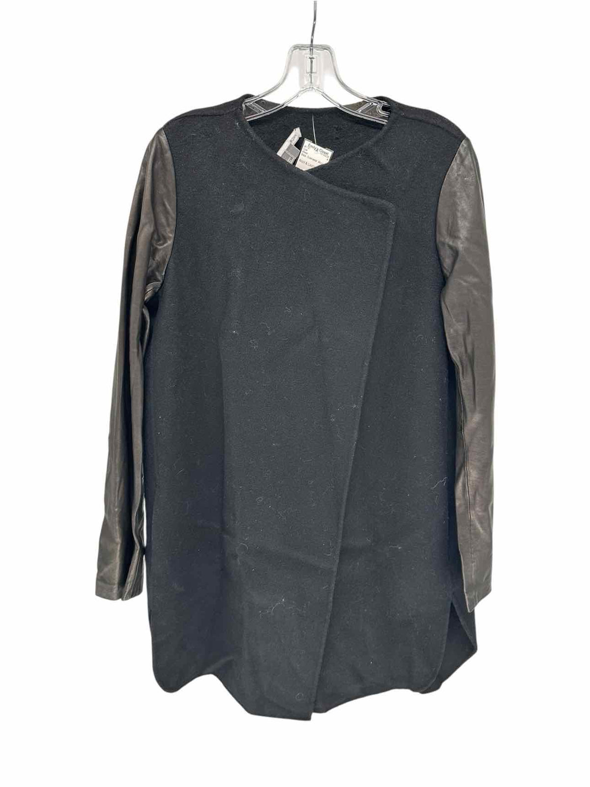 Vince Wool & Leather Black Coat Size M