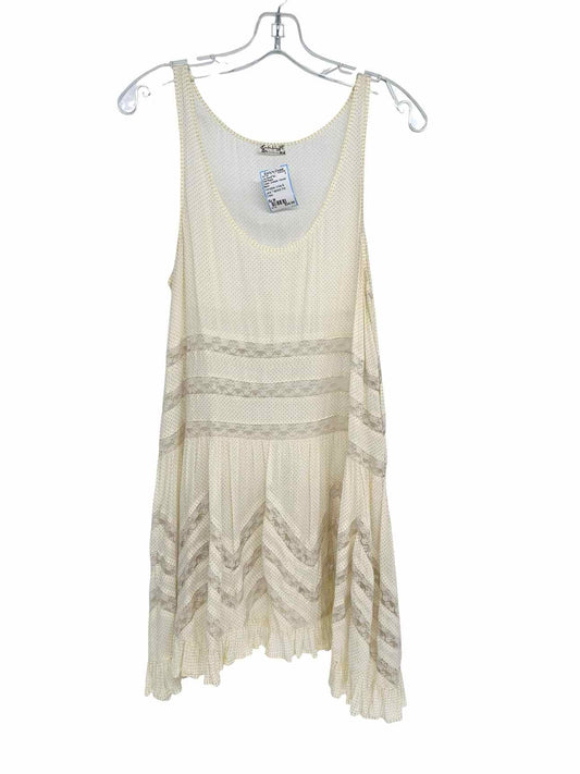 Free People Cream Intimately Voile & Lace Trapeze Slip Dress Size M