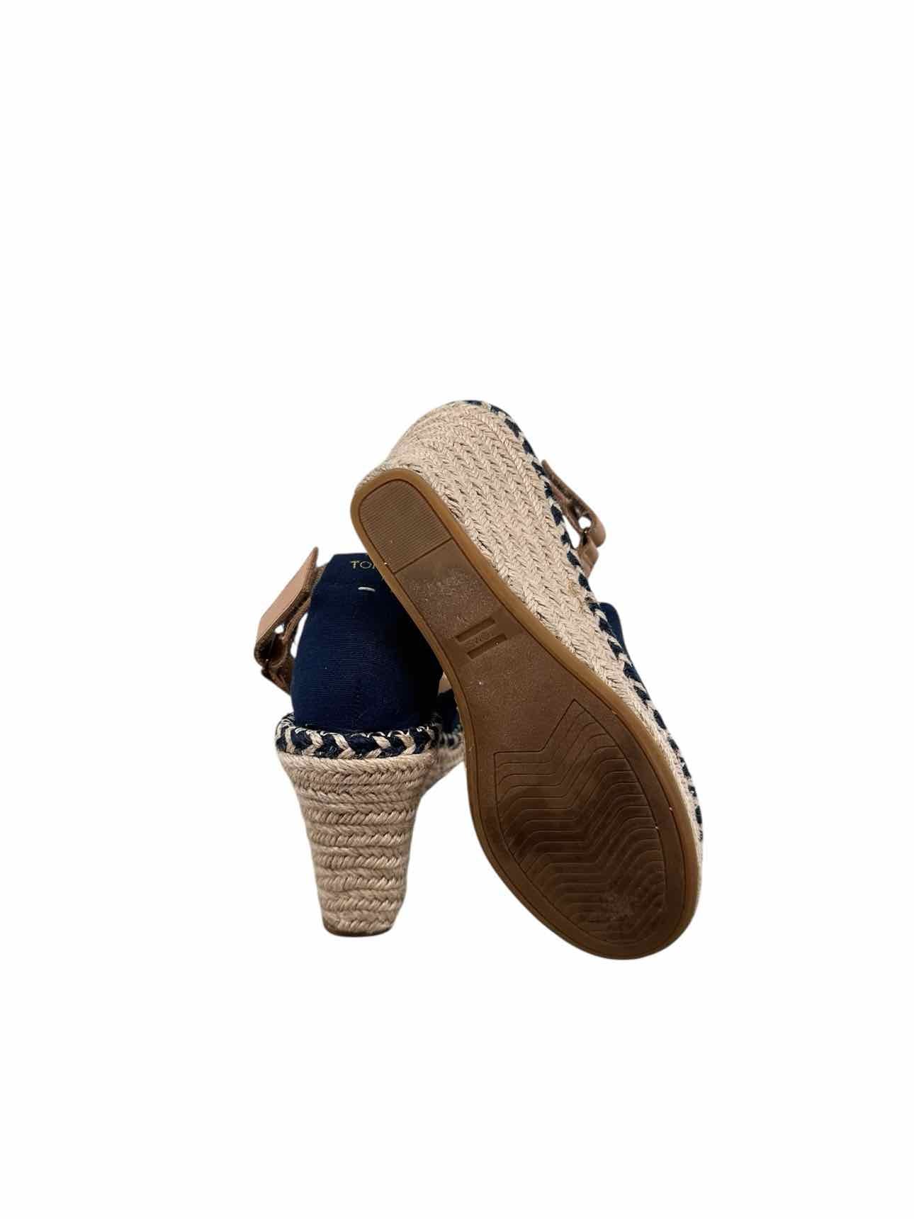 Toms Marisol Wedge Navy Shoe Size 7.5