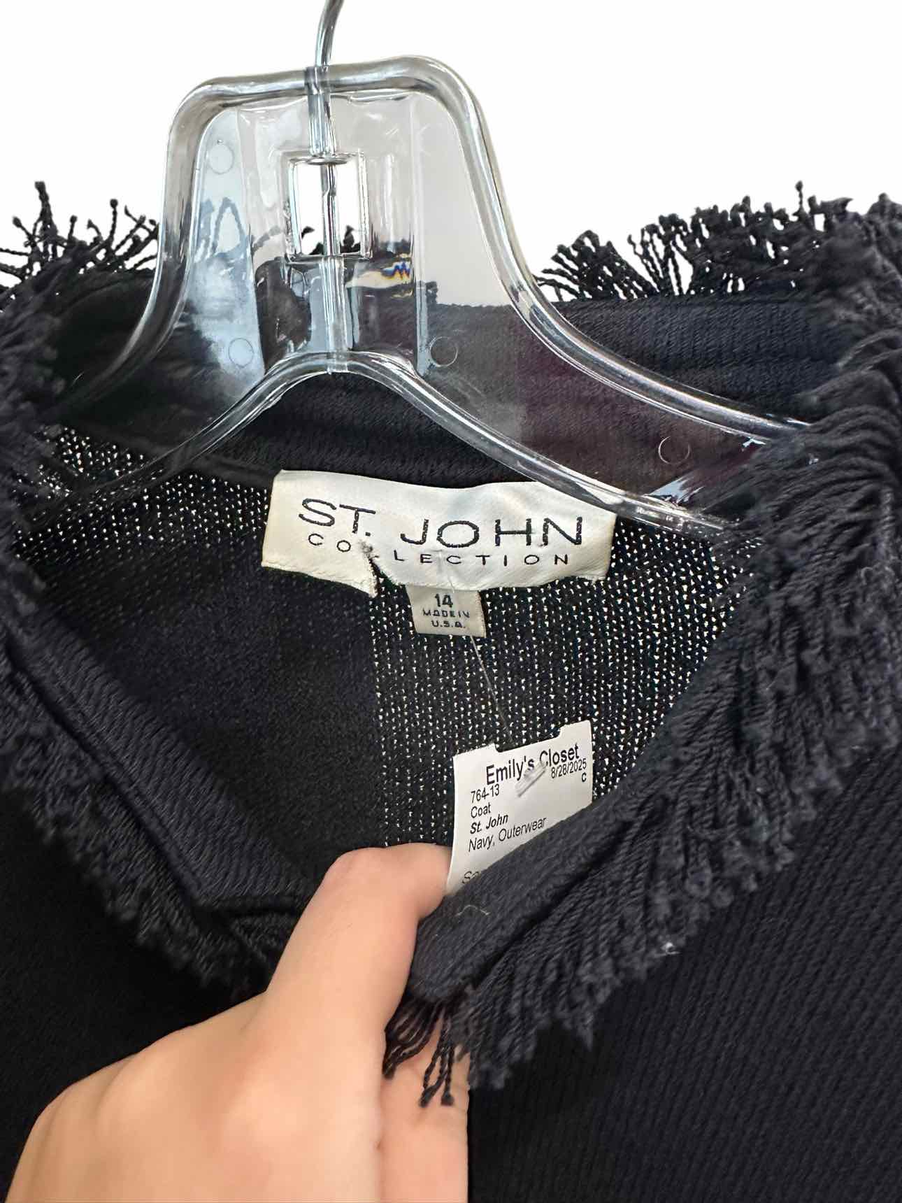 St. John Santana Knit Rockstar Sweater Coat Navy Size 14