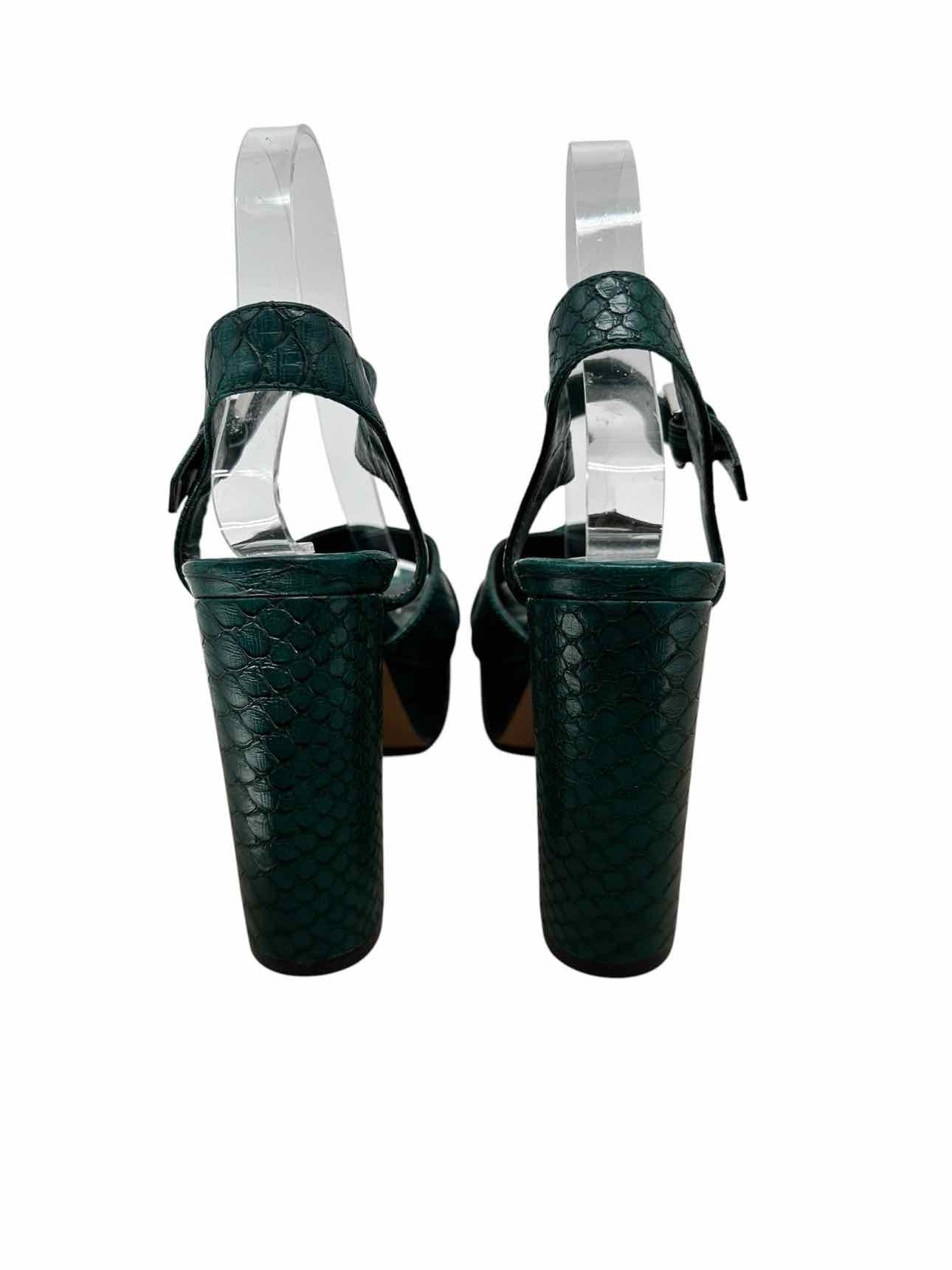 Shu Shop Eugenia Croc Embossed Platform Block Heel Green Shoe Size 8 **NEW**