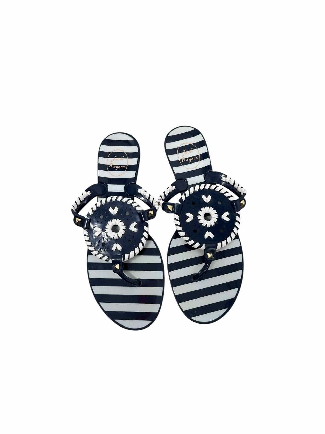 Jack Rogers Georgica Jelly Thong Sandal Navy Shoe Size 8