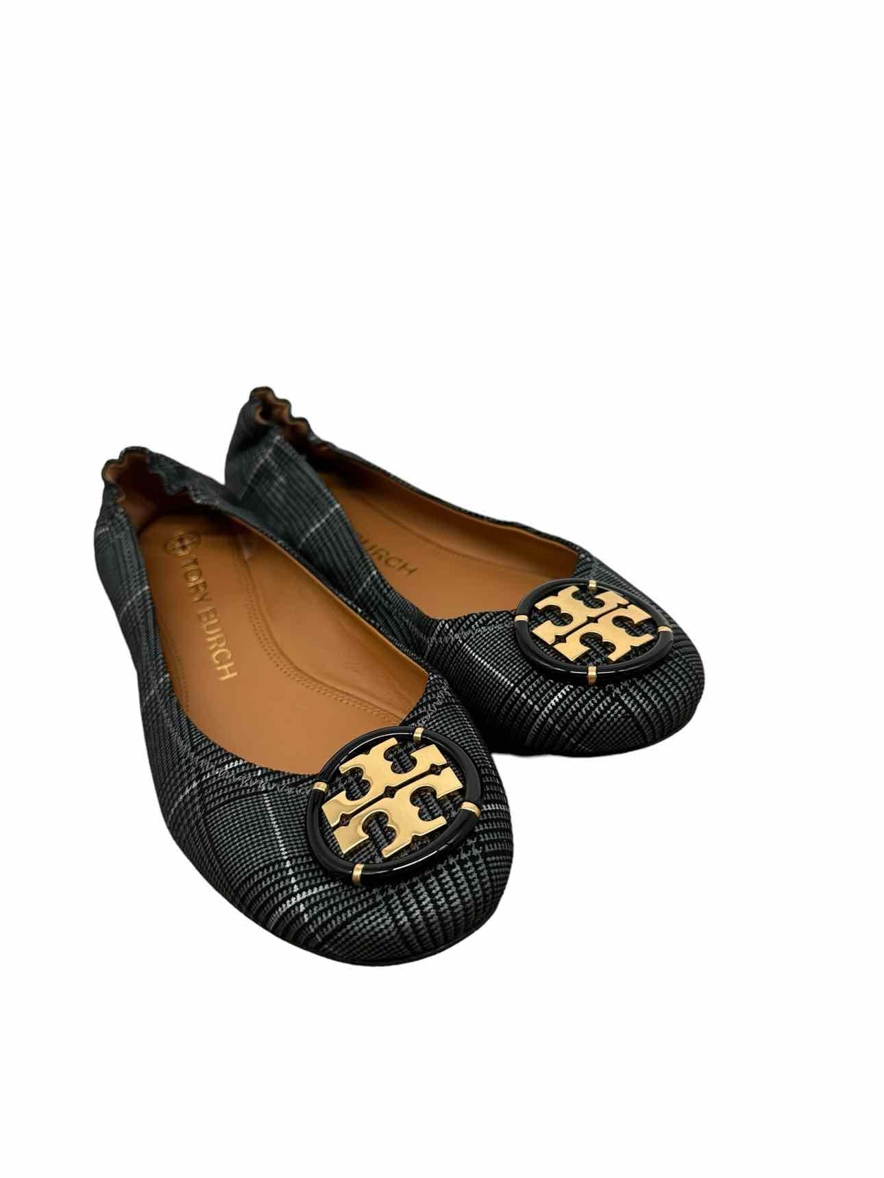 Tory Burch Gray Plaid Prince of Wales Ballet Flats SIZE 8