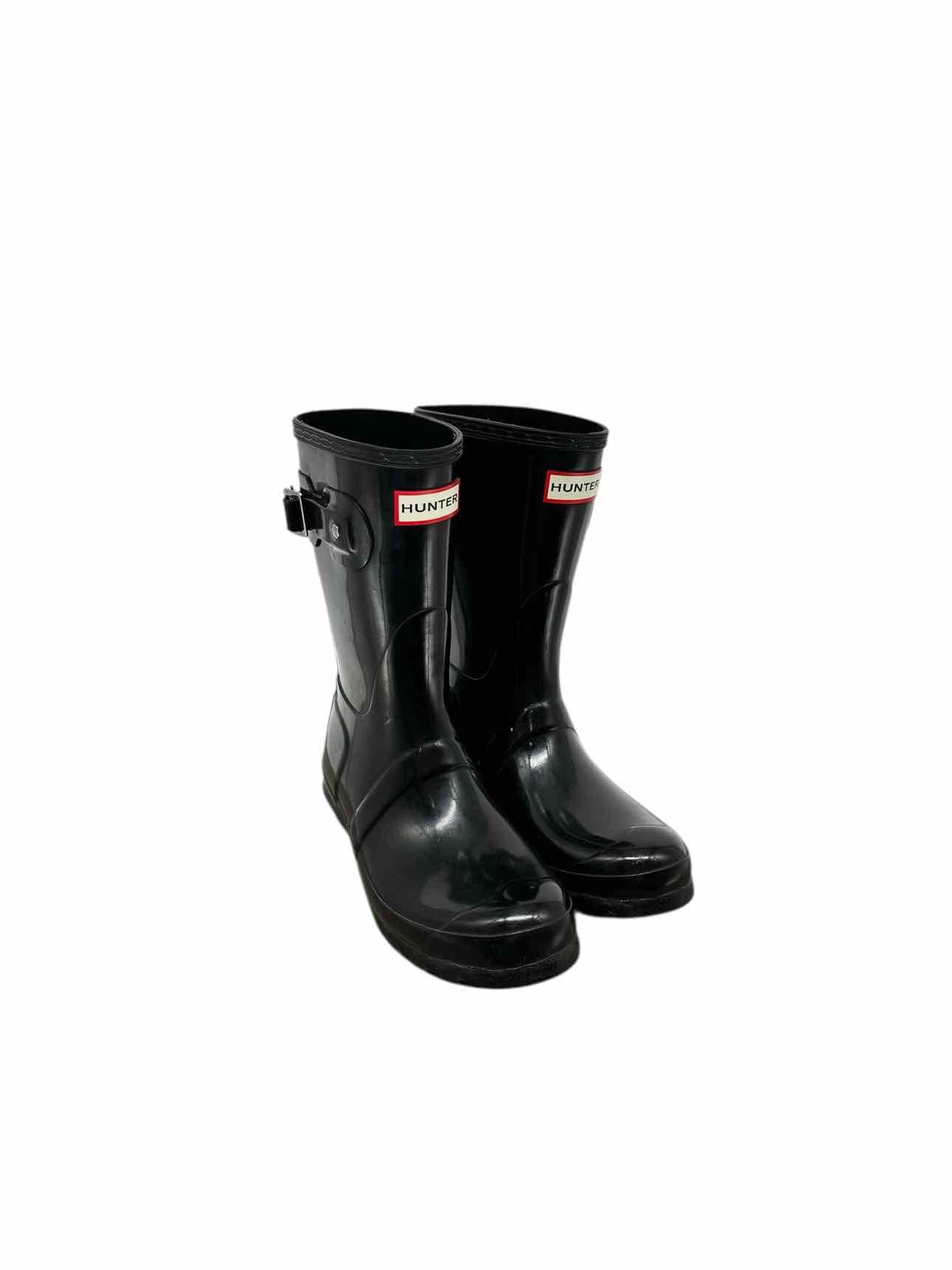 Hunter Original Short Glossy Black Rain Boots Shoe Size 6
