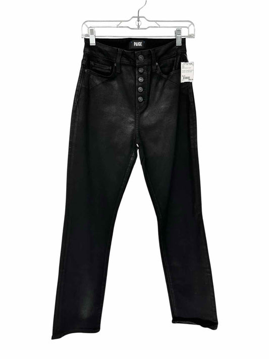 Paige Accent Coated Denim Button Fly Black Jeans Size 4
