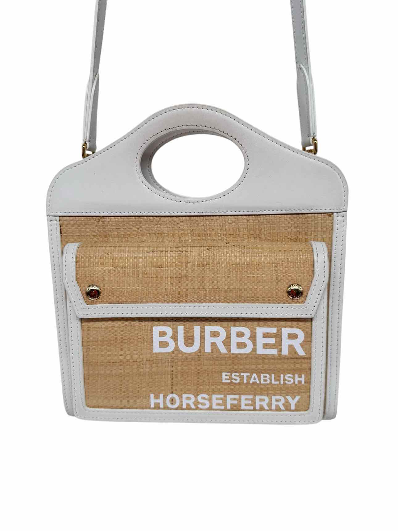 Burberry Mini Pocket Tote Raffia & Leather