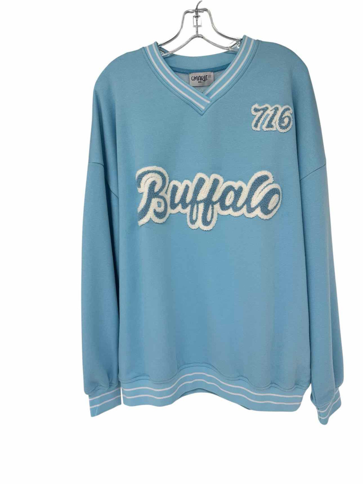GMARIE Lt. Blue 716 Buffalo Sweatshirt Size L
