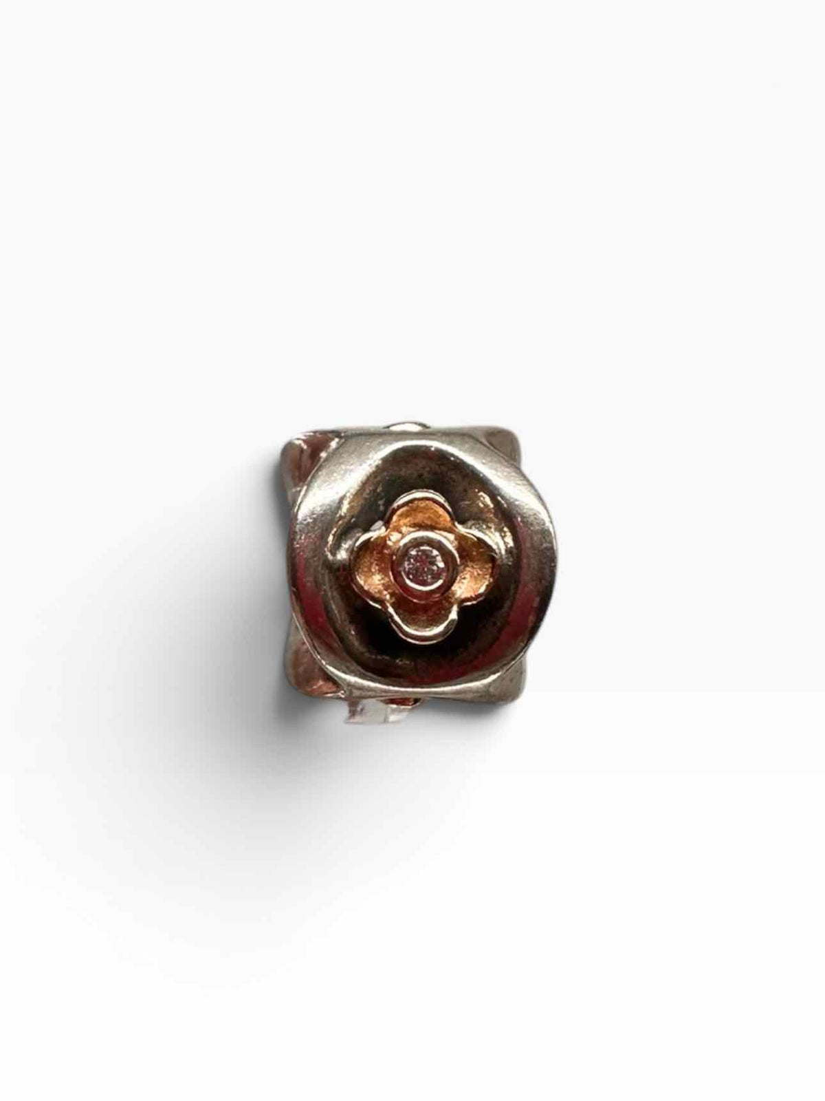 Pandora Retired Perfect Posey Charm Sterling Silver, 14k Gold & Diamonds