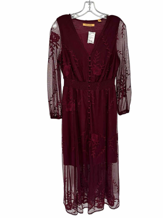 Shyanne Hillside Floral Embroidered Mesh Midi Dress Size S