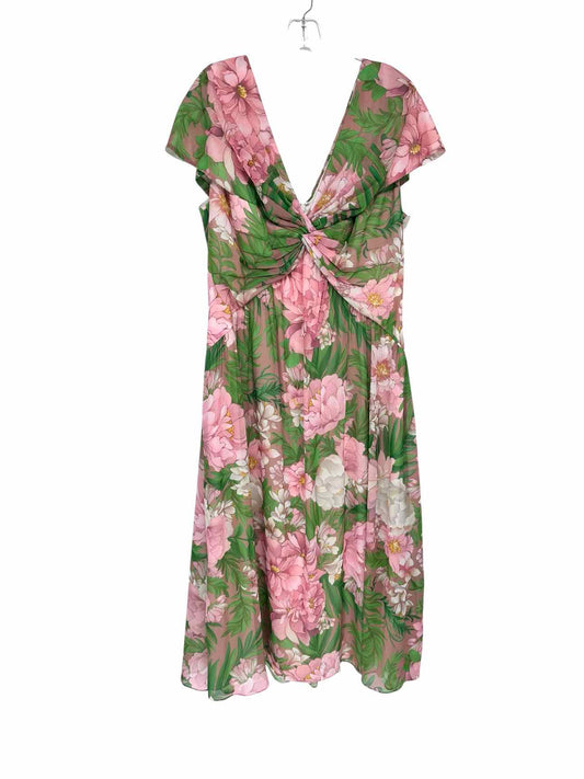 Tadashi Shoji Audra Cap Sleeves Dress Pink Size 16