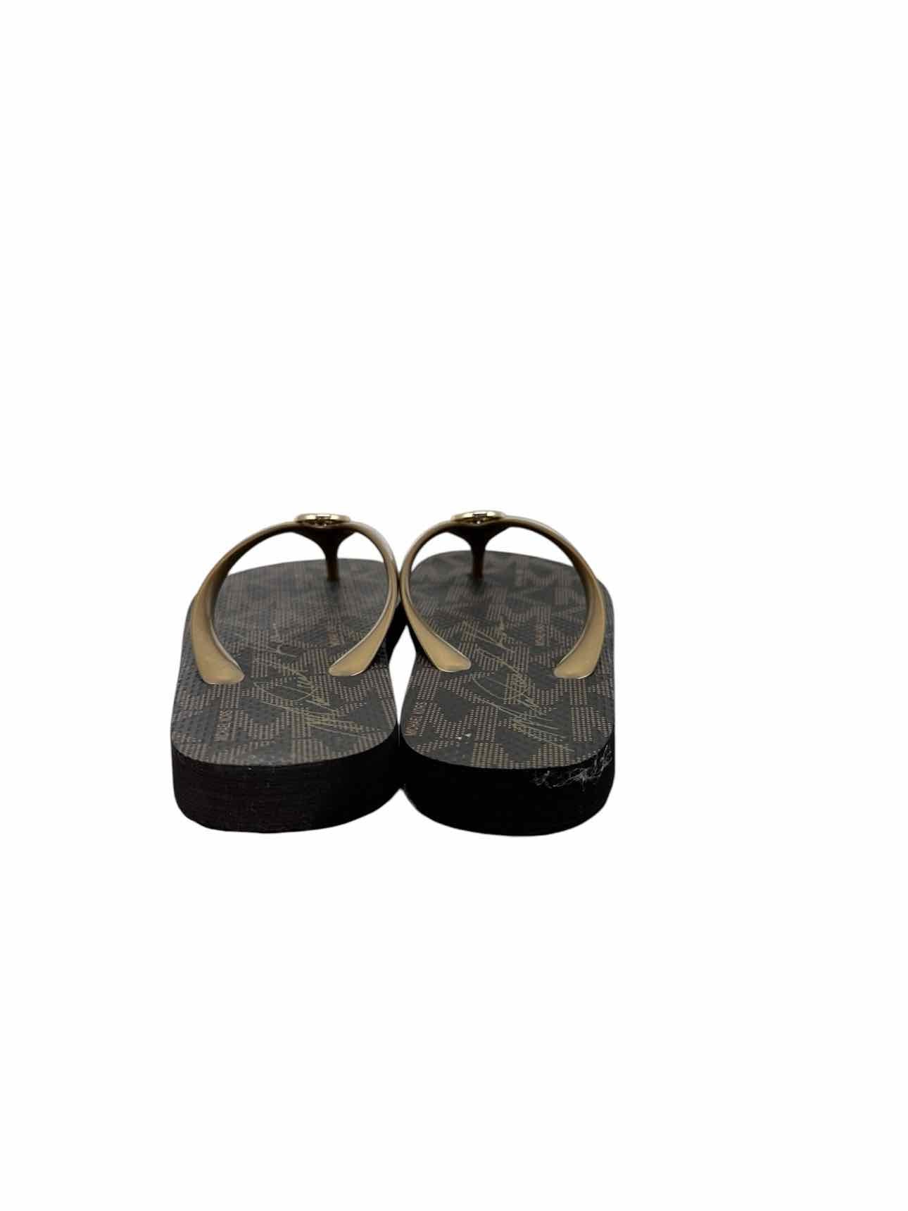 Michael Kors Gold Logo Flip Flops Shoe Size 7