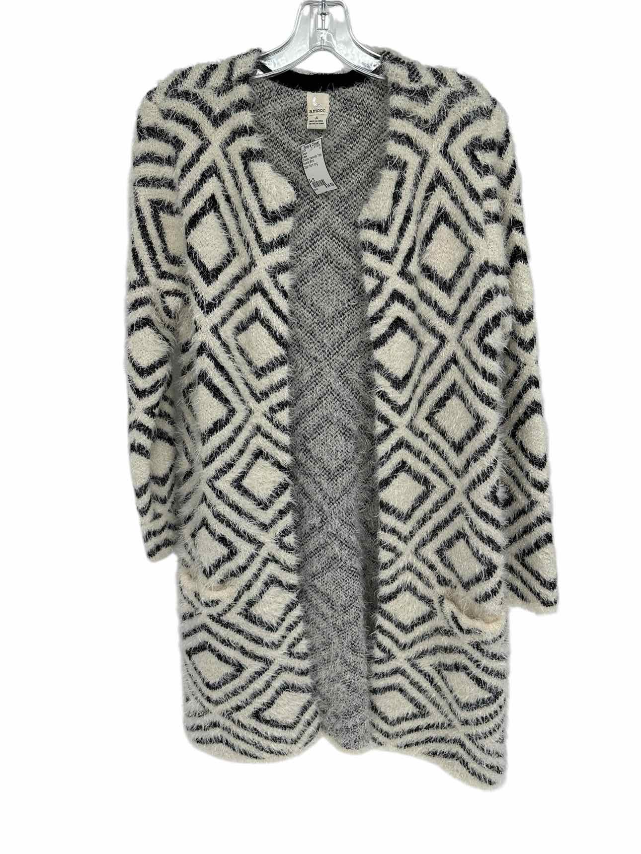 A.Moon Off-White Long Open Front Cardigan Size S