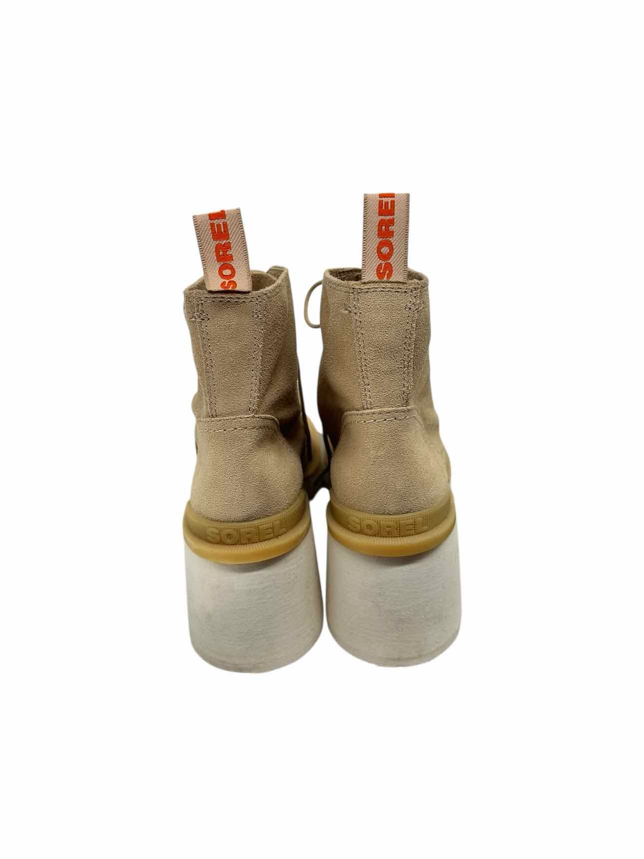 Sorel Hi-Line Heel Lace Up Boots Beige Shoe Size 9.5