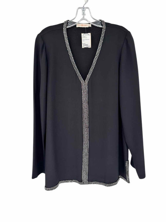 Tory Burch Mallet Embellished Tunic Black Long Sleeve Top Size 12