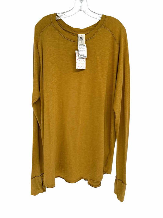 We The Free Free People Arden Tee Mustard Size L **NEW**