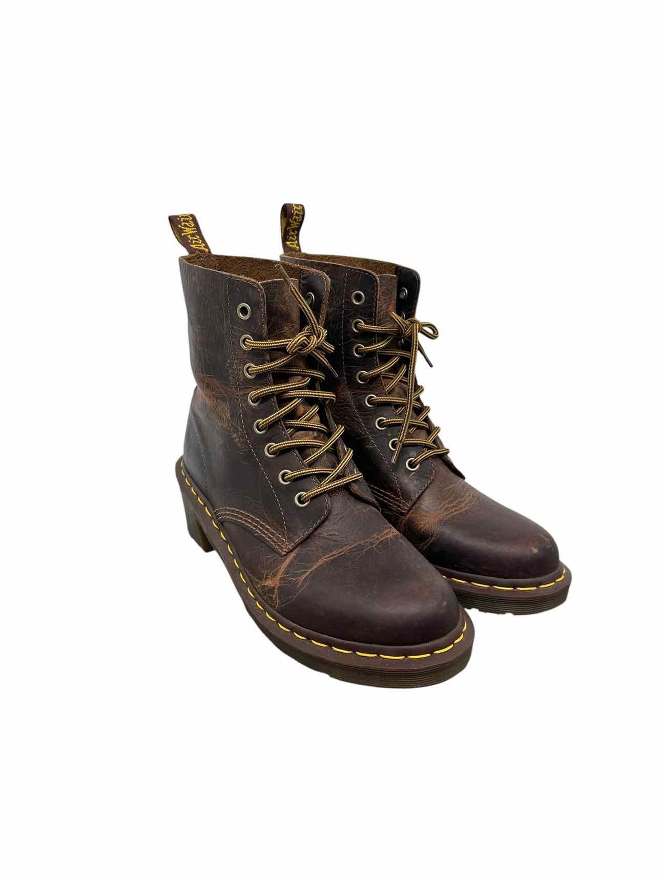 Dr. Martens 1460 Crazy Horse Lace Up Brown Boots Shoe Size 9