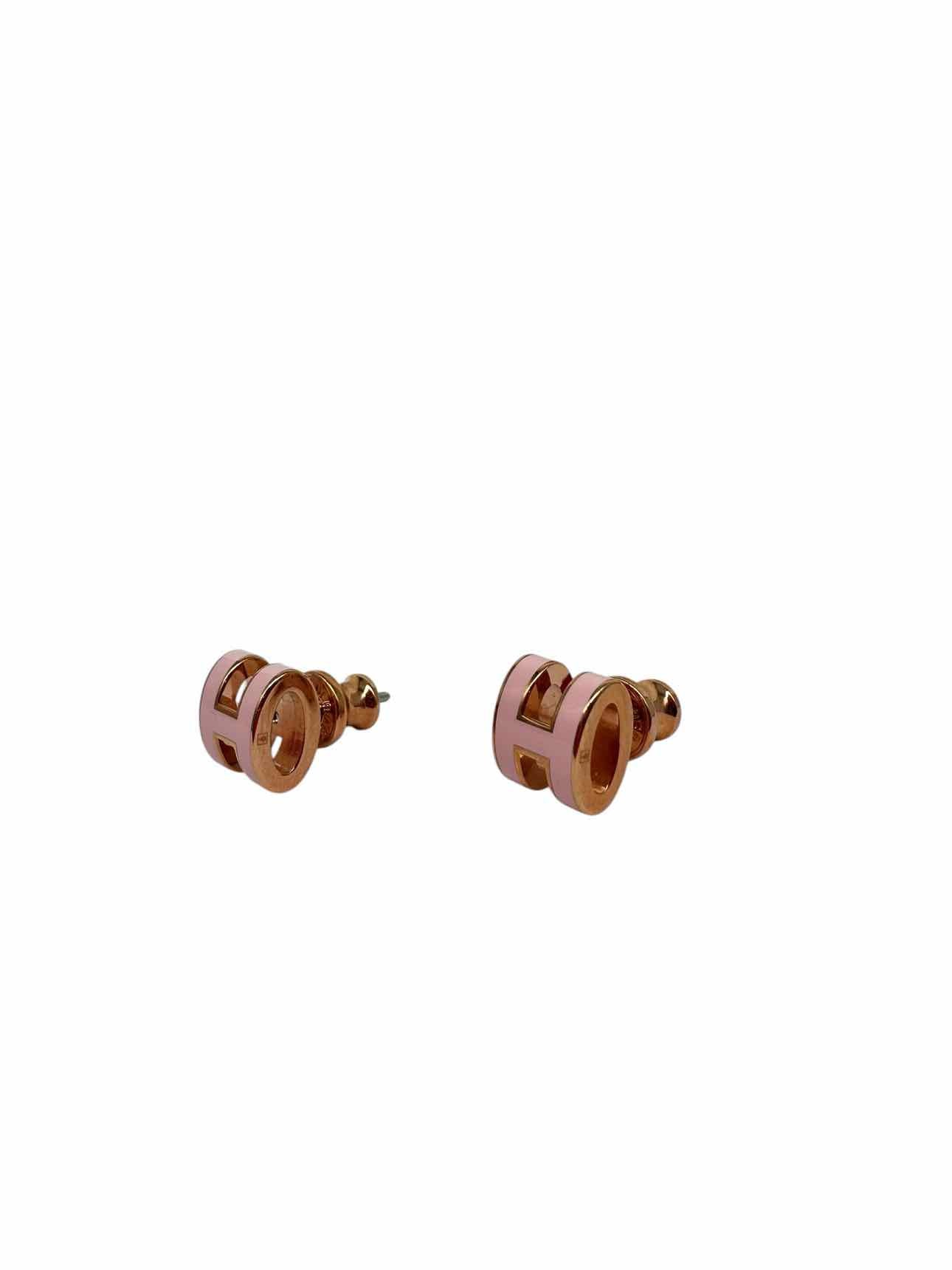 Hermes Mini Pop H Earrings In Rose Dragee **NEW**