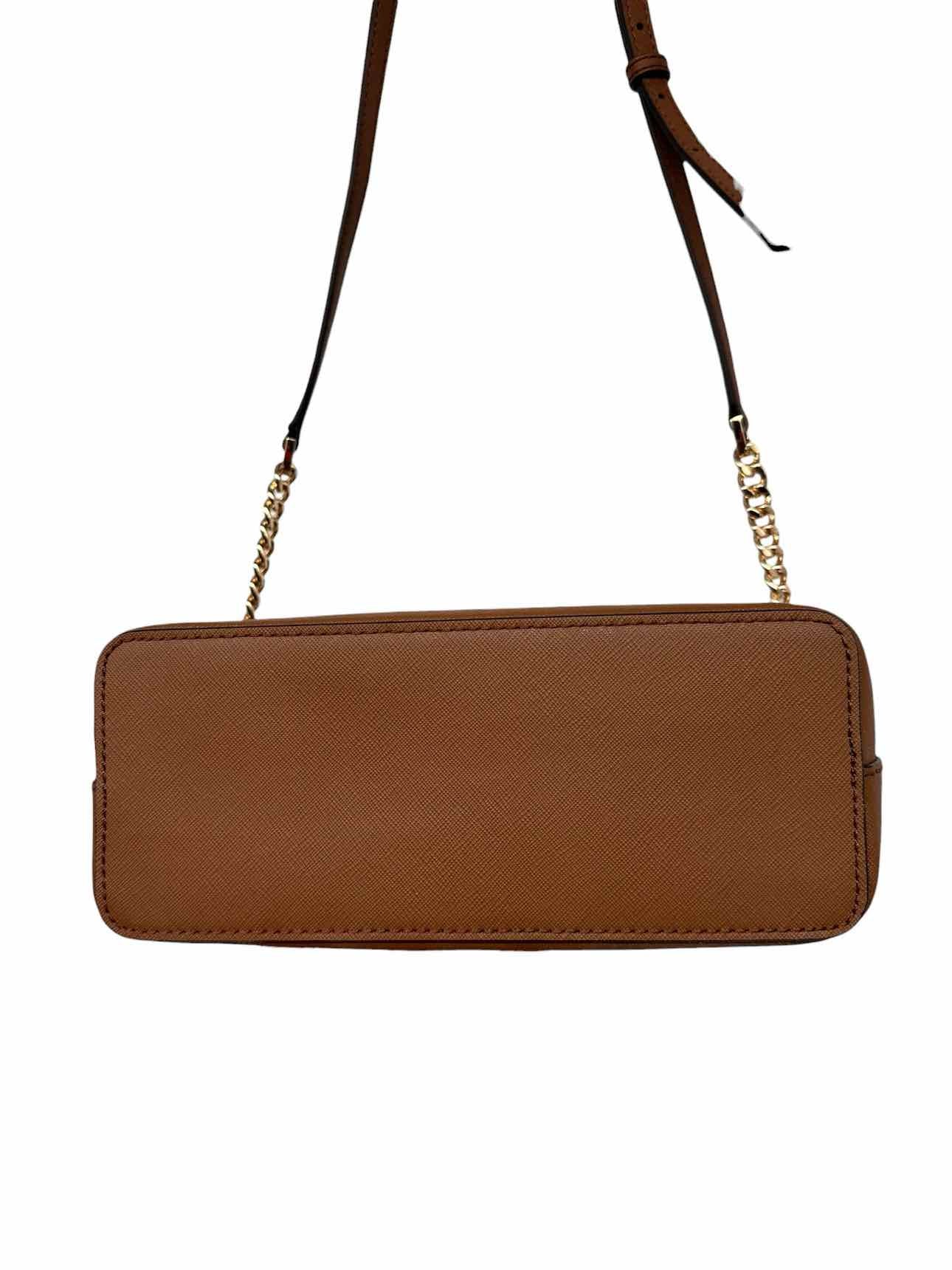Michael Kors Jet Set Travel Medium Dome Tan Leather Crossbody