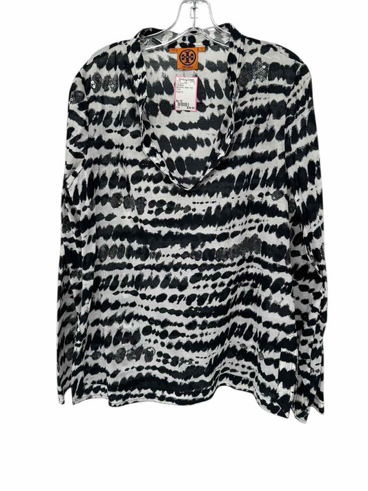 Tory Burch Black/White Long Sleeve Top Size 12