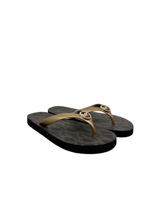 Michael Kors Gold Logo Flip Flops Shoe Size 7