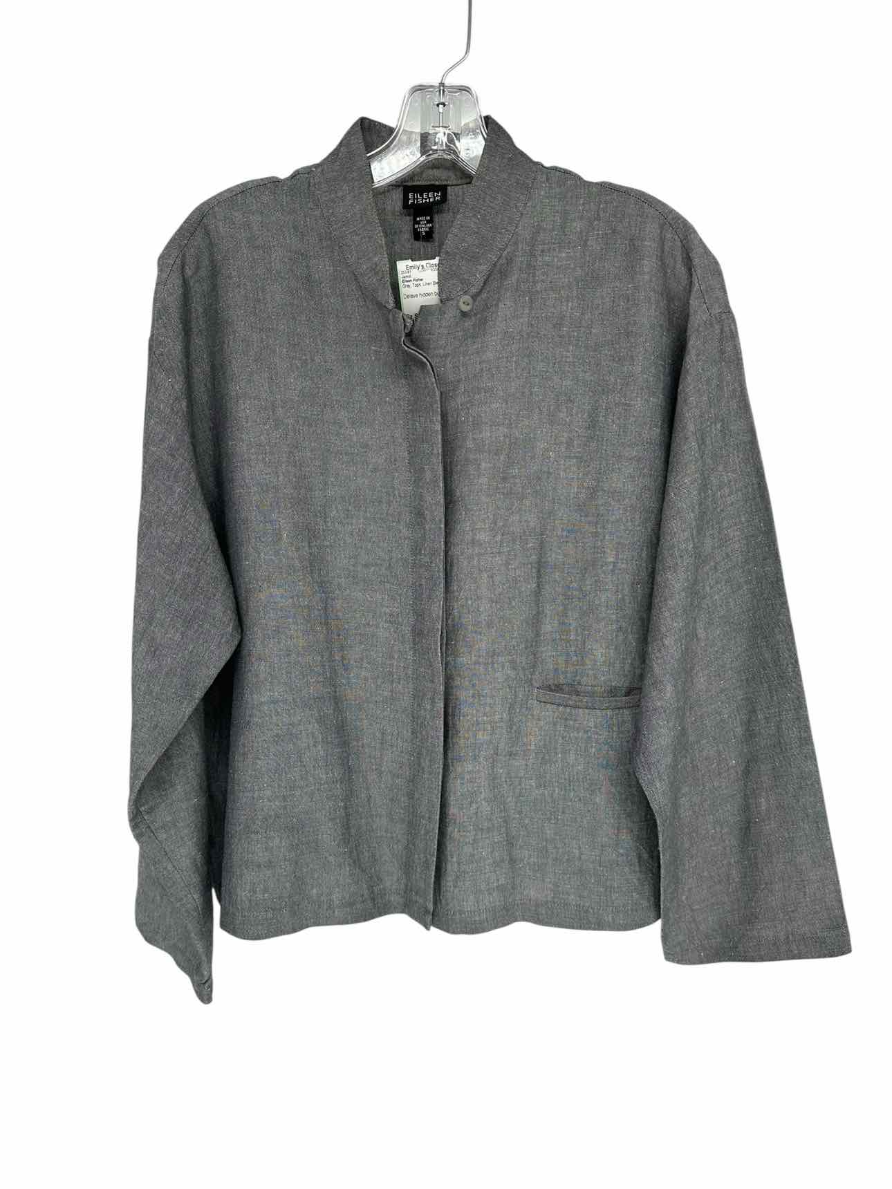 Eileen Fisher Delave Hidden Button Gray Jacket Size S
