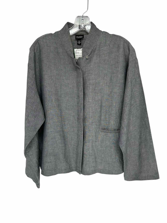 Eileen Fisher Delave Hidden Button Gray Jacket Size S