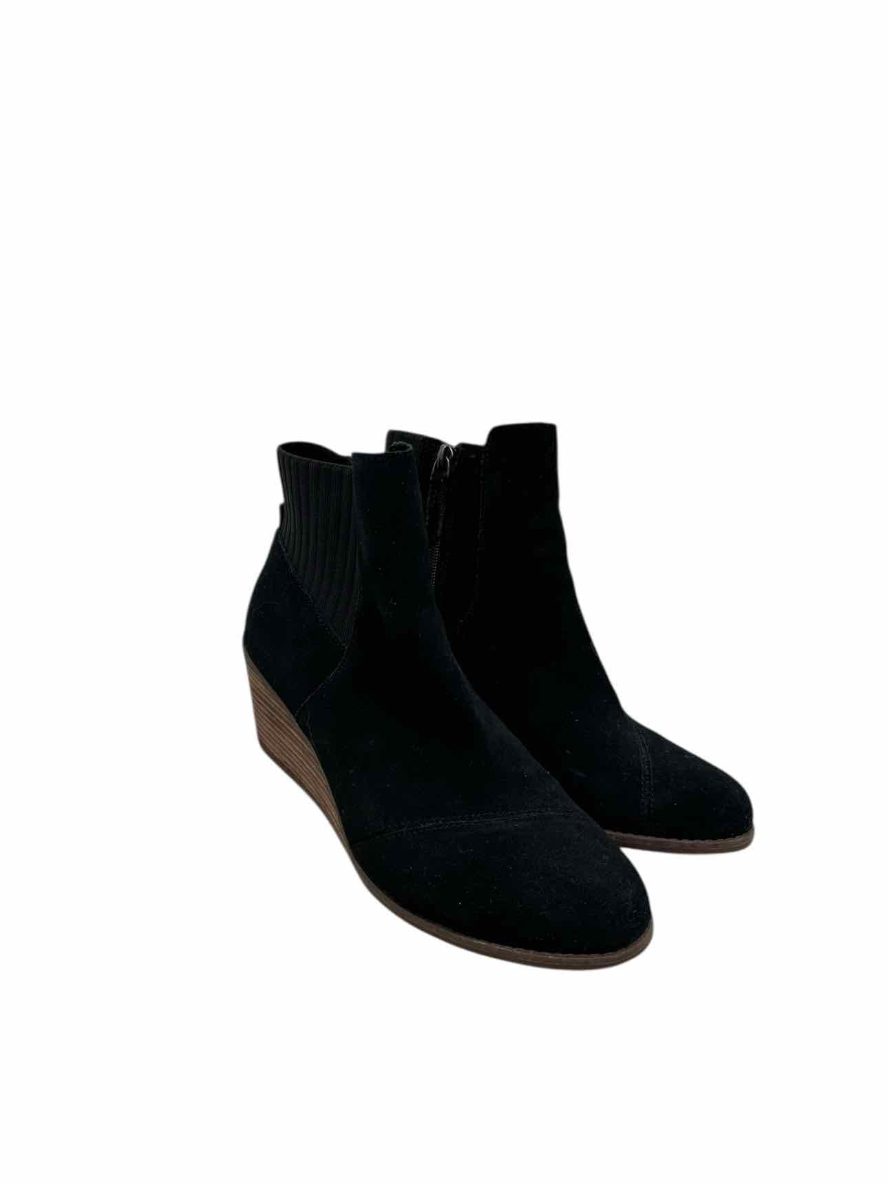 Toms Joanna Wedge Black Bootie Shoe Size 10